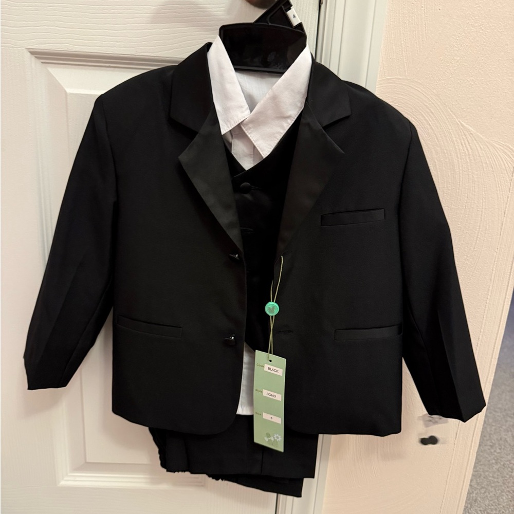 Black Formal Suit Set with White Shirt - Little Boy